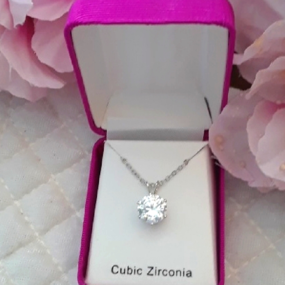 Silvertone Cubic Zirconia Necklace